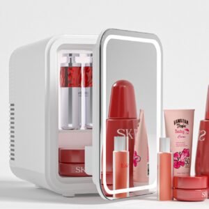 Car Beauty Fridge 4L Mirror Mini Fridge for Car and Home Use, Cosmetic Skincare Refrigerator Customizable